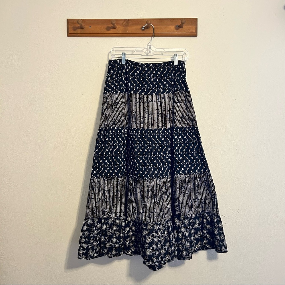 Vintage 100% Cotton Tiered Floral Skirt Size Medium